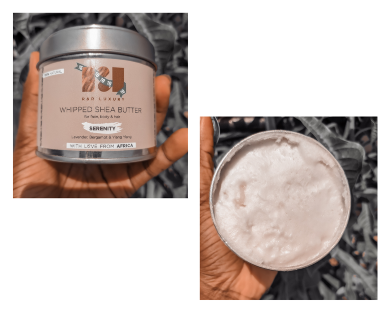 R&R luxury Whipped shea butter packaging and texture