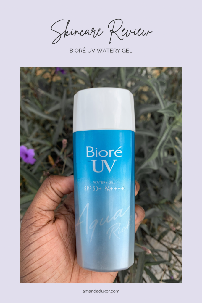 Pinterest image of biore UV watery gel