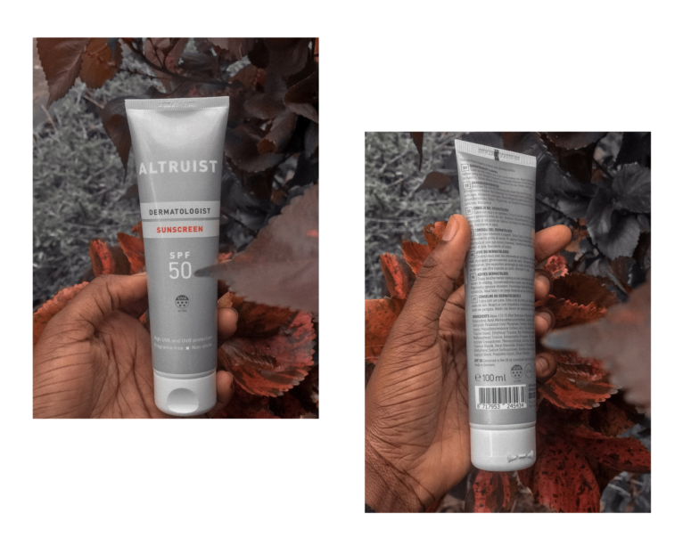 Altruist sunscreen, SPF 50 Review | Packaging