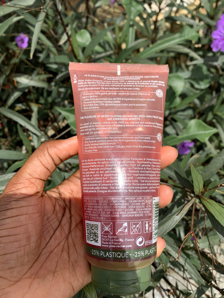 Description and Ingredients of Yves Rocher Raspberry Peppermint Exfoliating Shower Gel