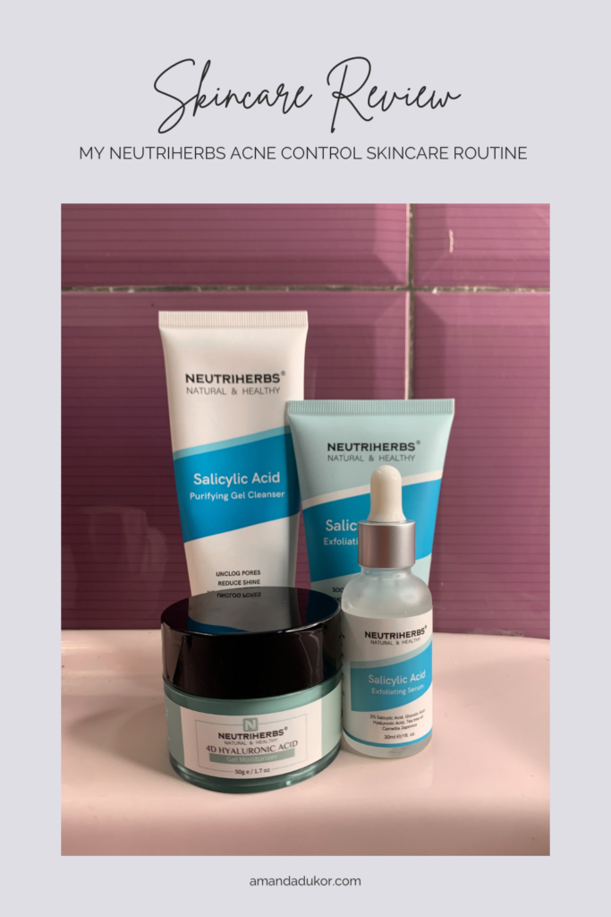 Pinterest image for the Review of a Neutriherbs Salicylic Acid Skincare Routine